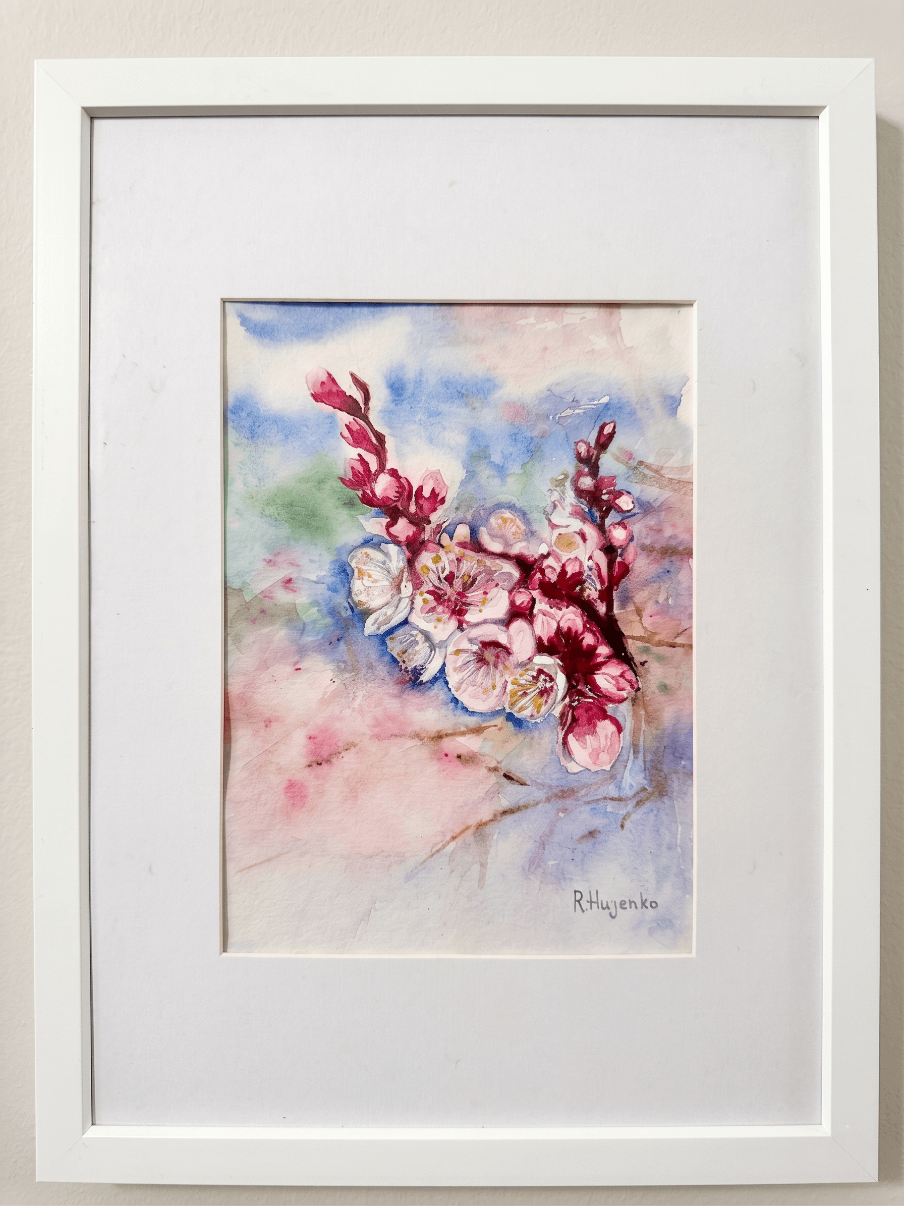 First Blush of Spring — Kremenchuk, Ukraine — hand-painted watercolor by Rimma Guzenko