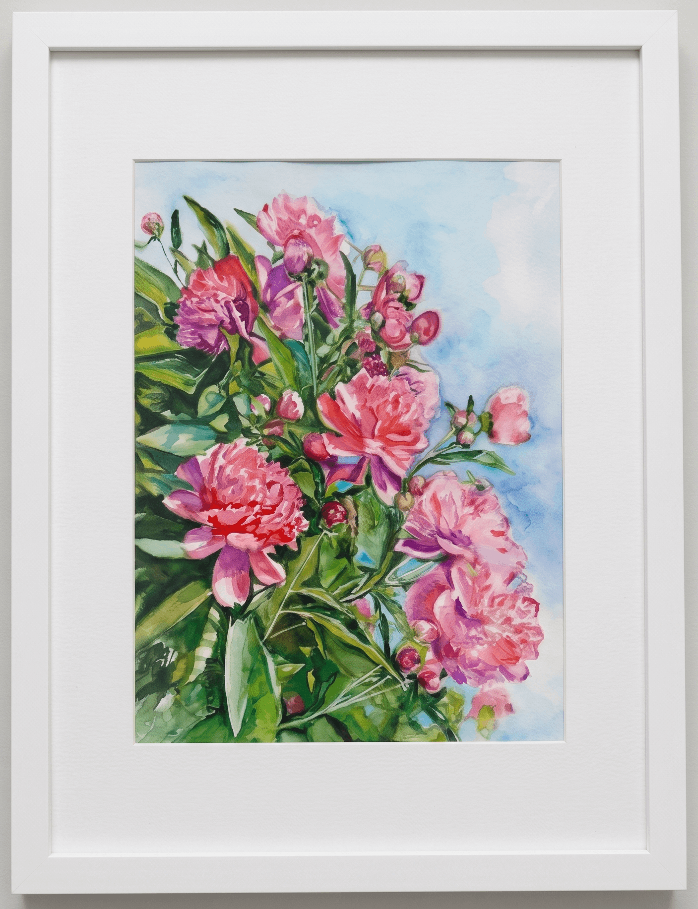 Summer Peony Splendor — Allston, MA — hand-painted watercolor by Rimma Guzenko